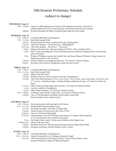50th Reunion Preliminary Schedule (subject to change