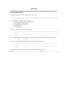 Syllabus Quiz & Questionnaire