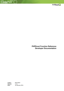 PHPExcel Function Reference developer documentation