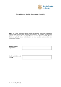 Quality Assurance Check list for organisations seeking Credit