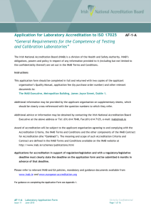 Application for Laboratory Accreditation to ISO 17025
