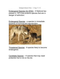 Endangered Species Notes – 1