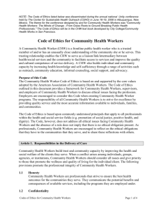 Code of Ethics for Community Health Workers