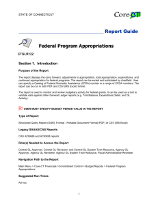 Federal Program Appropriations (CTGLR122) - Core-CT