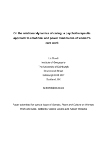 On the relational dynamics of caring: a psychotherapeutic approach