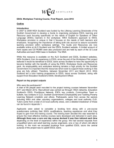 ESOL Workplace Training Course, Final Report