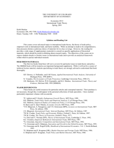 Syllabus and Reading List - University of Colorado Boulder