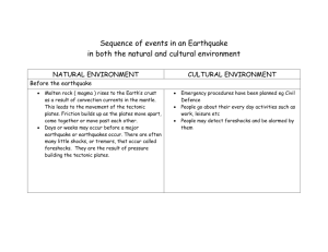 Sequence of events in an Earthquake
