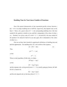 Doubling Time for Non-Exponential Families of Functions