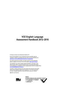 VCE English Language Assessment Handbook 2012-2016