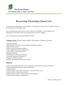 Recurring Cleanings Clean Check List