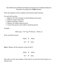 the half  reaction method for balancing equations for oxidation
