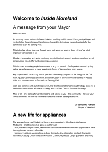 Welcome to Inside Moreland A message from your Mayor Hello
