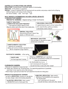 Notes on Speciation & Populations (Campbell