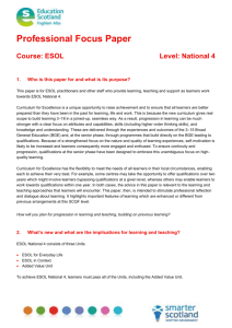 Professional Focus Paper:ESOL - National 4