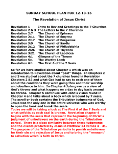 SUNDAY SCHOOL PLAN FOR 12-13-15 The Revelation of Jesus