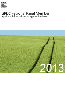 GRDC Regional Panel Member Applicant information and