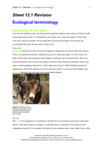 Sheet 12.1 Ecological terminology