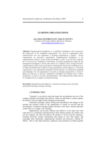Learning organizations - Review of Management and Economic