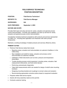 Caltrol Systems Sales Associate Position Description