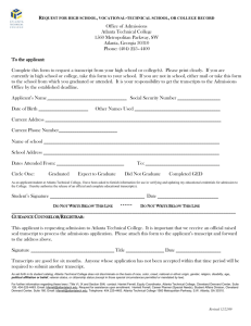 Transcript Request Form - Atlanta Technical College