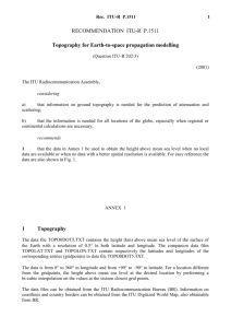 RECOMMENDATION ITU-R P.1511 - Topography for Earth-to