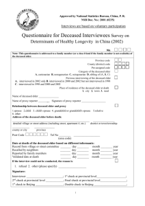 2002 deceased interviewees questionnaire asked to a close family