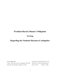 President Barack Obama`s Obligation To Iraq Regarding the