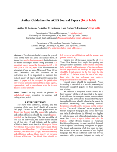 Author Guidelines for ACES Journal Paper (16 pt bold)