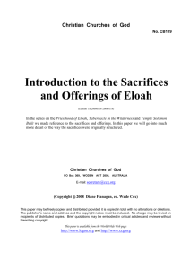 Introduction to the Sacrifices and Offerings of Eloah (No. CB119)