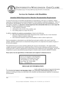 Attention Deficit Hyperactivity Disorder Documentation Requirements