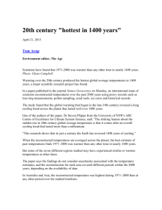 20th century "hottest in 1400 years"