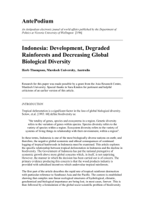 Indonesia: Development, Degraded Rainforests and Decreasing
