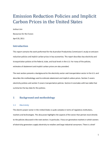 Emission Reduction Policies and Implicit Carbon Prices in the