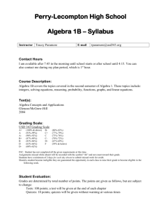 Algebra 1B Syllabus - Perry