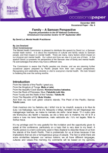 Family - A Samoan Perspective - Health and Disability Commissioner