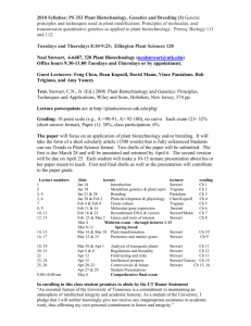 Syllabus 353 Plant Genetics, Breeding, and Biotechnology (3