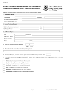 Application for Admission to Candidature