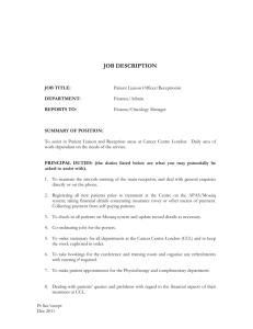 JOB DESCRIPTION - Patient Liaison Officer