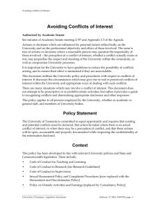 Avoiding Conflicts of Interest