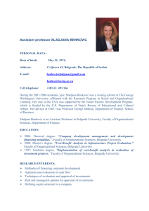 Sladjana Benkovic`s CV - The George Washington University