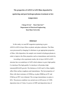 The properties of AZO/Cu/AZO films deposited by sputtering and