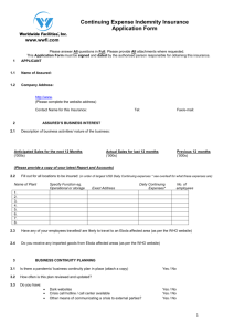 Continuing Expense Indemnity Insurance Application Form Please