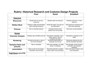 Rubric: Historical Research and Costume Design Projects