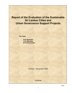Report of the Evaluation of the Sustainable Sri Lankan Cities and