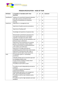 PERSON SPECIFICATION – HEAD OF YEAR Attributes E