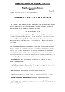 The Transition to School: What`s Important