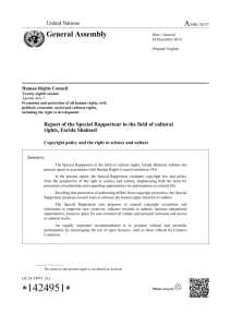 Report of the Special Rapporteur in the field of cultural rights, Farida