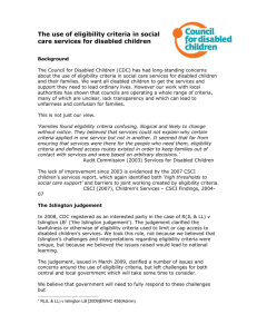 earlier statement issued by CDC - The Council for Disabled Children