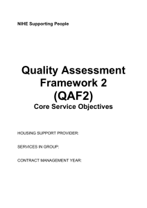 Quality Assessment Framework 2 (QAF2) Core Service Objectives